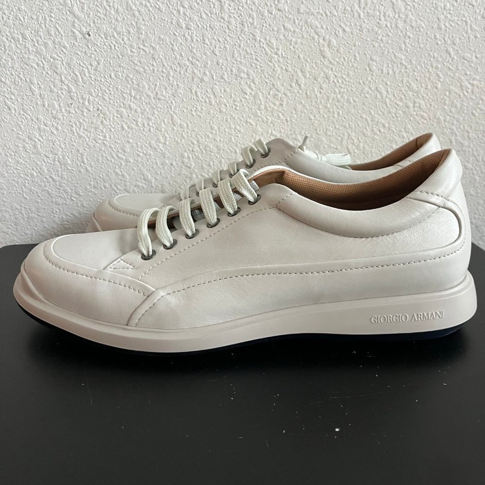 NIB Giorgio Armani Men's White Leather Casual Shoes Sneakers Sz 11 Style X2C621 - Picture 6 of 15